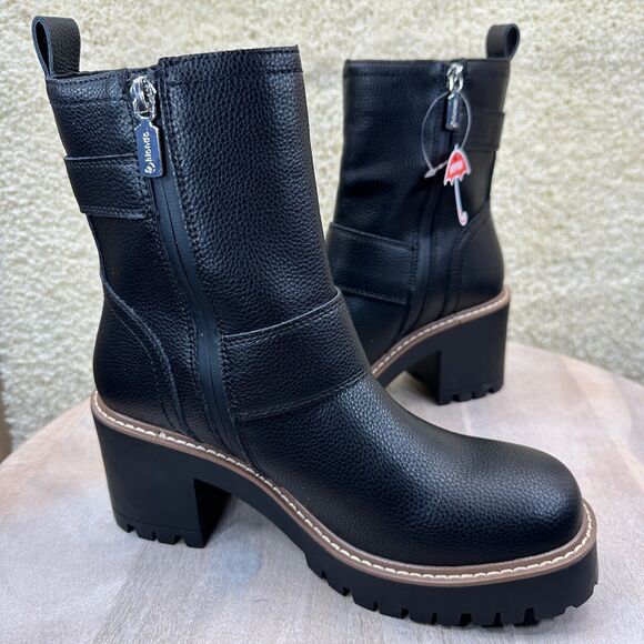 Blondo Reno Womens Size 8.5 Combat Boots Black Waterproof Leather Heel Boots New - Picture 4 of 12